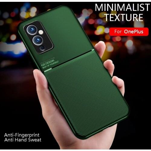 Leather Texture Shockproof Matte Silicone Case For Oneplus 9 7T 7 8 Pro 8 Nord magnetic metal plate car holder stand cover cases