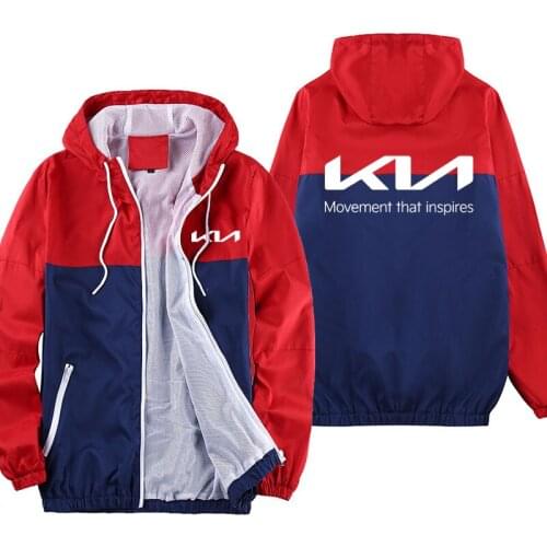 High quality Spring summer Sun protection Men jackets trend New Kia car logo printing Men Hooded Jacket Breathable men top