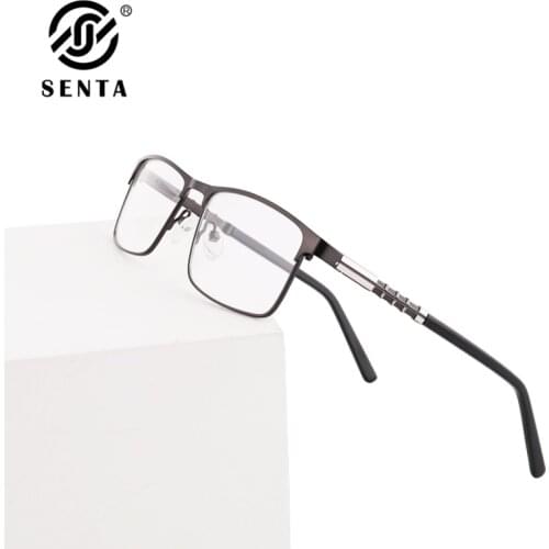 Senta 2021 Vintage Glasses Frames For Men Square Metal Myopia Hyperopia Eyewear Prescription Optical Eyeglasses Black Blue Brown