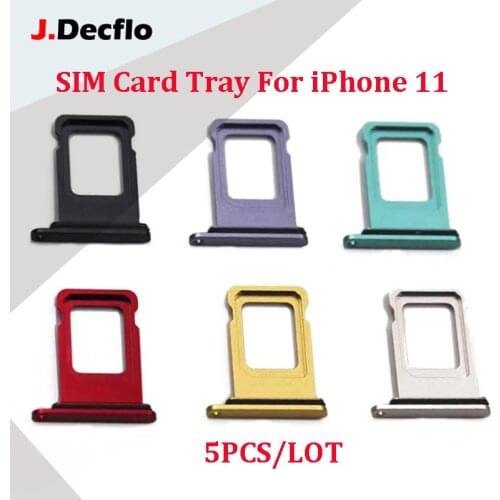 JDecflo 5Pcs/Lot Sim Tray For iPhone 11 SIM Card Tray Holder Replacement Single-Card Original Repair Parts With Waterproof Ring