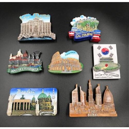 Germany Dubai Italy South Korea refrigerator paste resin magnetic creative 3d World tourism souvenirs export Berlin wishing pool
