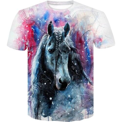 Newest Horse graphic t shirts round neck T-shirts 3D Print short sleeve Animal Men Women Summer oversized t shirt premium Tops