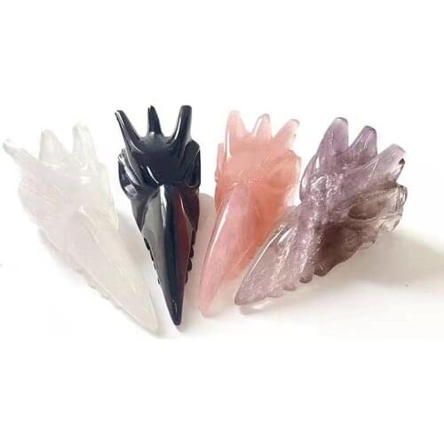 Wholesale high quality natural crystal crows hand carved crystal animals skulls for decoration