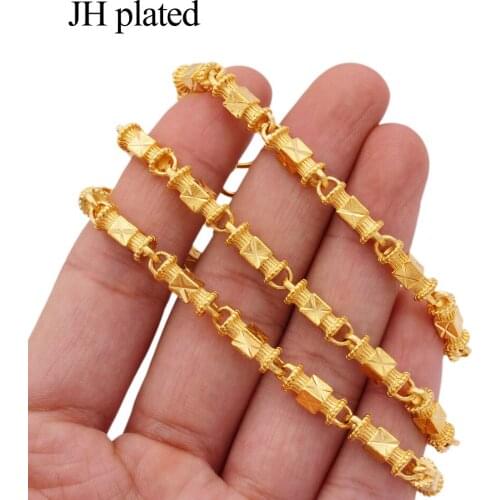African Trendy gold colour Necklaces length 55cm for women Men friends necklace chains jewelry Gifts Valentines gift link chain