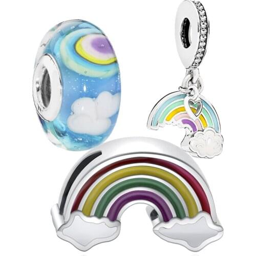 Rainbow charms fit pandora bracelet diy beads jewelry bangle & necklace accessories pendant charms for women gift