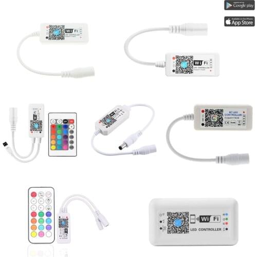 DC5-24V LED WIFI RGB RGBW Controller Work With Alexa Google home Music Sync Bluetooth LED Strip Smart Controller RF IR Remote