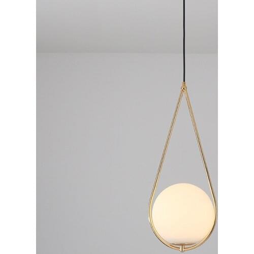Modern Led Golden Bedside Pendant Light Fixture Lamparas De Techo Colgante Moderna Hanging Lamp Glass Ball Plated Metal Decorate