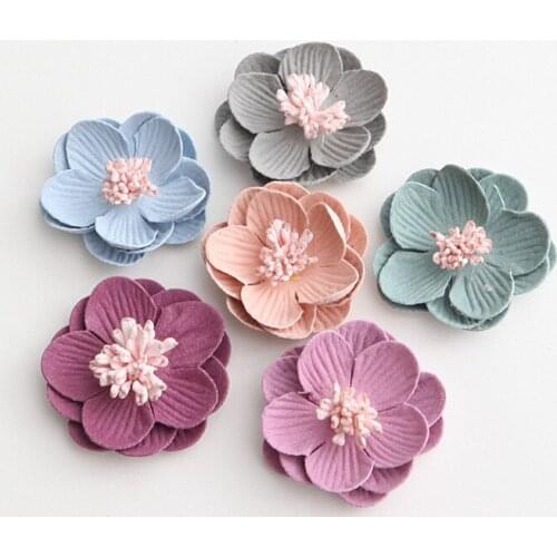 Fabric stamen Flowers Artificial Flowers for Hair Accessories DIY Flower Bouquet for Headband No Hair Bows No Clips