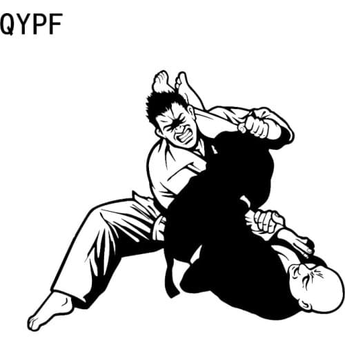 QYPF 15.4*12.7CM Unique Judo Stickers Car Styling Vinyl Decor Reflective Silhouette High Quality C16-0394