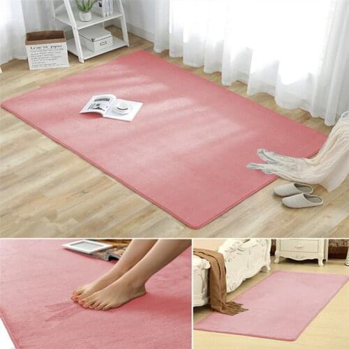 Thicken soft carpet coral velvet Nordic style living room coffee table rug bedroom bedside blanket anti-slip cool floor mat