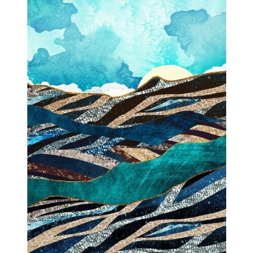 Vintage Canvas Painting Mountains Meet Sky Prints Wall Art Pictures Bedroom Abstract Landscape Posters Unframed Home Decoration