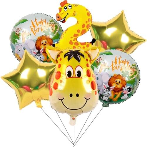 1set Safari Party Theme Animal Ballons Jungle Party Zoo Helium Foil Air Balloon Kids Birthday Party Decorations Baloon Kit Balon