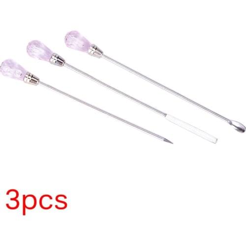 10cm pink, rose Poke Needle Spoon Tool Set For Silicone Resin Mold Jewelry Making 3Pcs/set