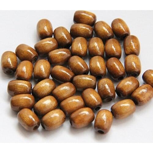 100pcs/lot 7mm*10mm Natural Wooden Beads Big Hole Polished Barrel Bead Loose Spacer Wood Beads For Diy Bracelet Necklace Makings