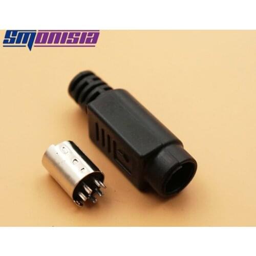 100pcs MD6 Round 6 pin PS2 Plug keyboard / mouse ps2 Connector plug With Flat Side