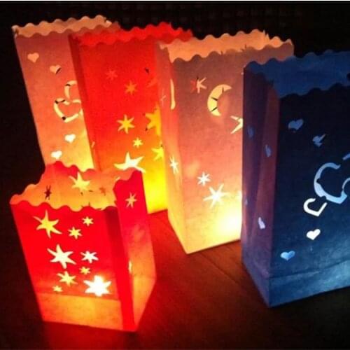 30pc/lot White Paper Lantern Candle Bag Lampion Heart Popular For Birthday Party Wedding Event BBQ Decoration