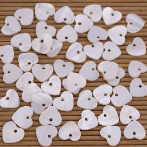 50 PCS 10mm Mini Heart Shell Natural White Mother of Pearl Jewelry Making