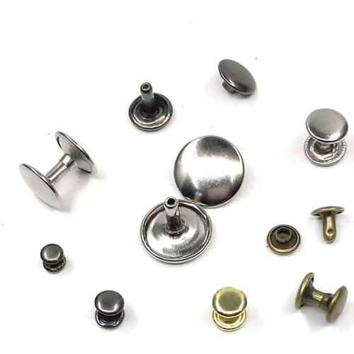 500sets Metal Belt rivets 5mm-15mm Double Cap Rivets Snaps Leather Bag Buttons Clothing nails Shoes Pet Collar Decor Buttons