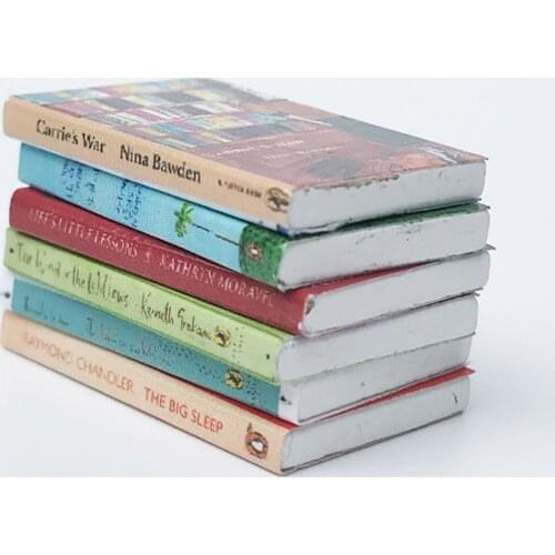 6Pieces 1:12 Doll House Books Printed Book Study Room Library Set Decoration
