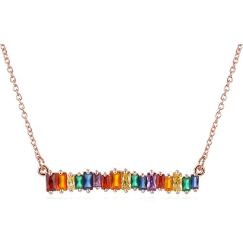 Bettyue New Fashion Muliticolors Rectangle Zirconia High Quality Elegant Necklace For Female Distinctive Decoration In Party