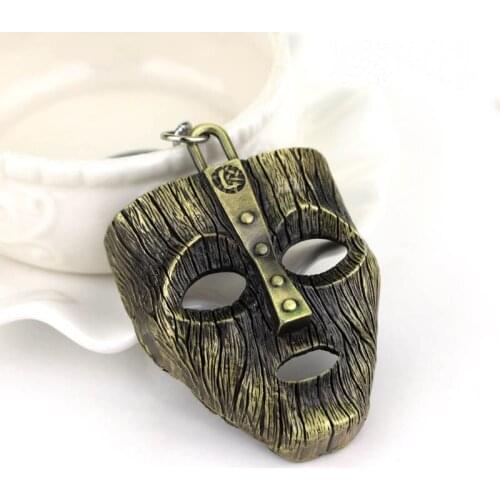Punk Jim Carrey Movie Vintage The Mask Keychain Keyring Fancy Dress Loki Halloween key chains Pendant Funny Car Chaveiro