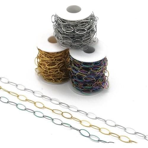 10 Meters 100% Stainless Steel 10x20mm Oval Textured DIY Jewelry Chain Wholesale Earring Finding For Necklace Making Top Quality