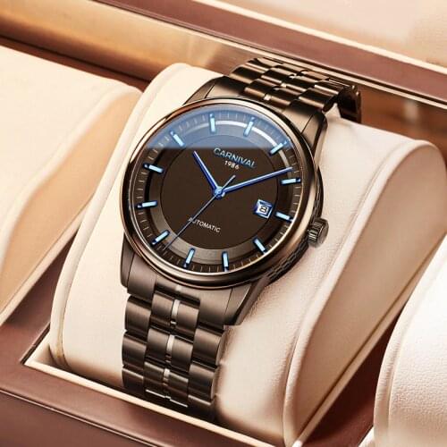 High end MIYOTA 8215 Watch Switzerland CARNIVAL Automatic Watch Men Mechanical Watches Sapphire Double Calendar Waterproof Reloj