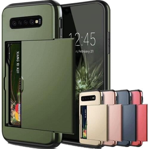 For Samsung Galaxy S10 Plus S10E S10 5G S9 S8 S7 S6 Edge S5 Case Slide Armor Wallet Card Slots Holder Cover For Samsung Note 9 8