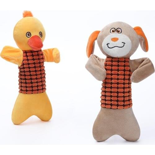 Interactive Soft Stuffed Plush Doll Pets Puppy Cartoon Animal Toy Small Dog Cat Squeaker Sound Bite Resistant Funny Cute Toys