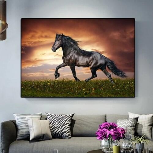 Wild Horse Running Canvas Painting Modern Animal Steed Wall Art Prints Artwork Pictures Gift for Home Decor Cuadros Animal