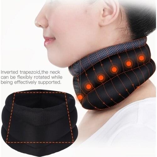 Magnetic Stone Compress Neck Massager Adjustable Neck Brace Support Cervical Breathable Fixed Collar Heating Stiff Shoulder Cure