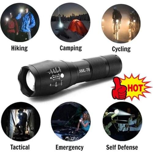 Powerful Led Flashlight Ultra Bright Torch T6 Camping Light Waterproof Zoomable 5 Switch Mode Bicycle Light Waterproof