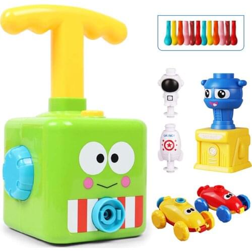Power Balloon Launch Tower Toys Puzzle Fun Education Inertia Air Power Balloons Car Science Experimen Toy For Kids Boy Girl Gift