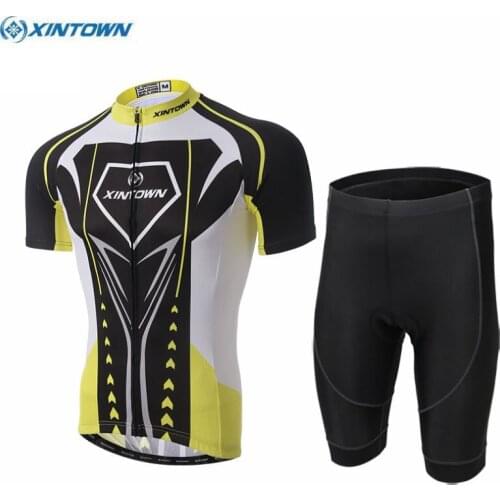XINTOWN Men Pro Cycling Jersey Ropa Ciclismo Short Sleeve Bike Outfit Sportwear Bicycle Top Breathable Bib Shorts Set