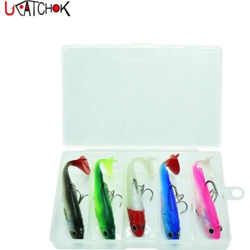 5pcs/box Lure Set 12.5g/8cm Twist Tail Soft Lead Head Fish Bait Premium Silical Gel Soft Rubber Pesca bait Cheap Fishlure