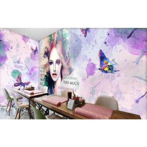 Wall paper mural European and American fashion watercolor beauty For beauty salons Girl room photo wall paper Background wall
