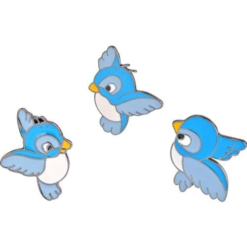 2019 New Enamel Alloy Brooch Creative Bird Blue Three Bird Set Brooch Set Fashion Personality Cowboy Shirt Pin Jewelry Gifts
