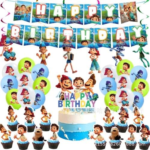2021 New Disney Pixar Luca Birthday Balloons Toy Set Alberto Birthday Sea Monster Anime Figure Balloon Kids Party Decoration