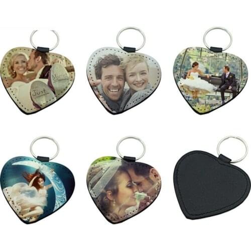 New arrival sublimation leather keychains Rectangle heart round blank key ring hot transfer printing consumables 15pcs/lot