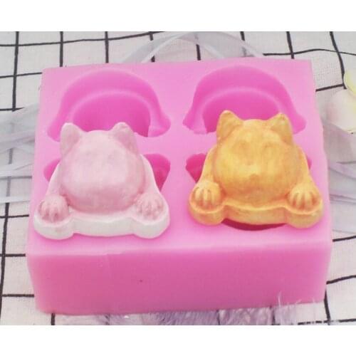 P840 4 hole cat head Car air outlet clamp mould silicone cake decoration mold chocolate Diys