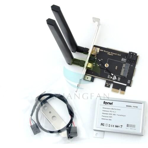 PCI-e PCI Express 1X Adapter Desktop Converter with 2* 6dBi Antenna For Intel 8260NGW 7260NGW 9260 NGFF M.2 WiFi Bluetooth Card