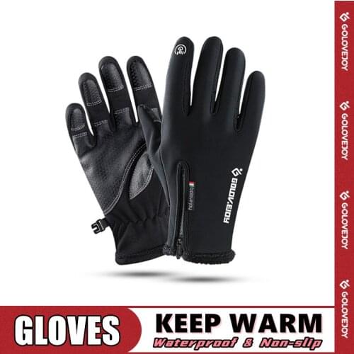 Gloves Men Winter Outdoor Waterproof Touch Screen Unisex Windproof Keep Warm Riding Zipper Sports Velvet Fishing Skiing Gloves