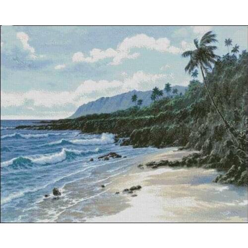 Beach Seaside Scenery Top Quality Sewing kit Embroidery Needlework 14CT Unprinted Art Cross Stitch Kits DIY Handmade Decor