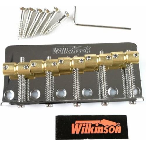 Wilkinson WBBC5 Five 5 Strings Electric Bass Bridge With Brass Saddles For Precision Jazz Bass Chrome Silver Black
