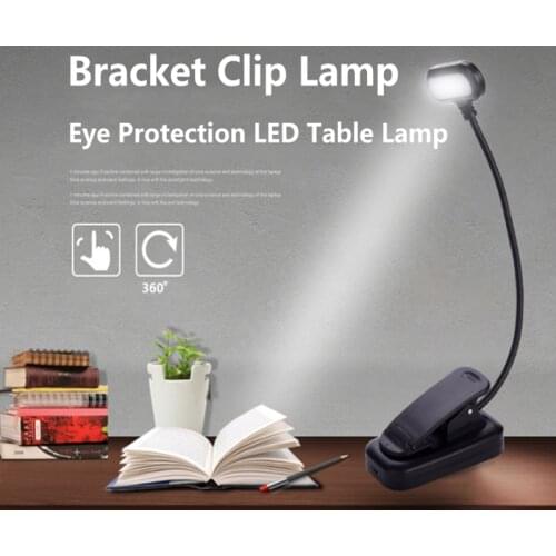 Adjustable LED Book Light With Goosenecks Clip 5 LEDs AAA Battery Powered Flexible Night Reading Desk Lamp Notebook Cool White