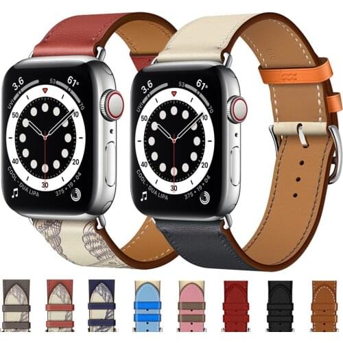 Single tour for Apple watch 6 band 44mm 40mm iWatch band 42mm 38mm Genuine Leather bracelet Apple watch serie 3 4 5 se 6 strap