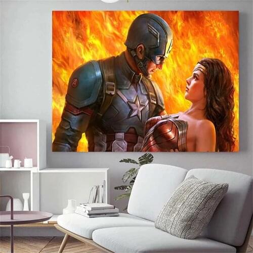 Marvel Superhero Poster Captain America in Fire picture Wall Art Painting Modern Kids Bedroom Living Room Cuadros Decor Mural