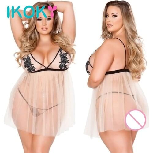 IKOKY Sex Underwear Sling Sleepwear 3XL-5XL Sling Skirt Sexy Erotic Lingerie Large Size Thong Two-piece Underwear