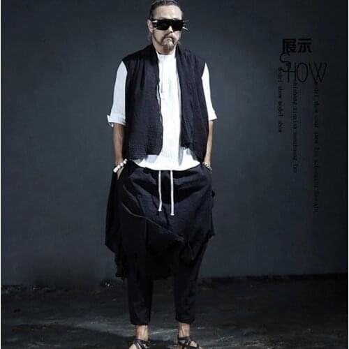 Stylist personalized mens cardigan original Cape ultra thin medium length sleeveless show summer performance dress