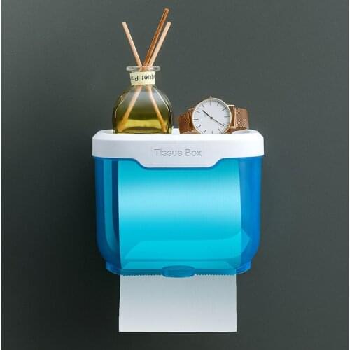 Waterproof Toilet Paper Holder Wall Mounted Punch Free Paper Dispenser Transparent Storage Box Bathroom Kitchen Supply LBS